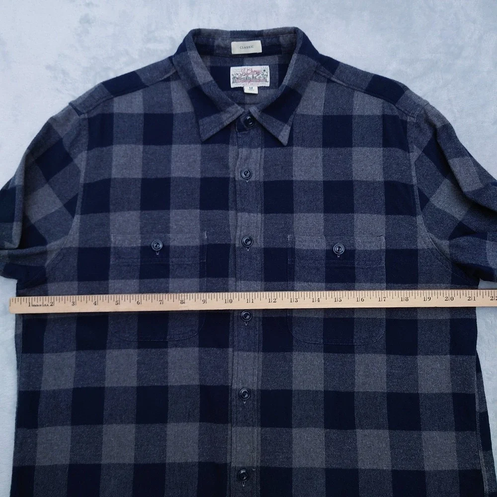 J.CREW Mid Weight Flannel Shirt Mens M Blue Buffalo Check Classic Fit BJ498